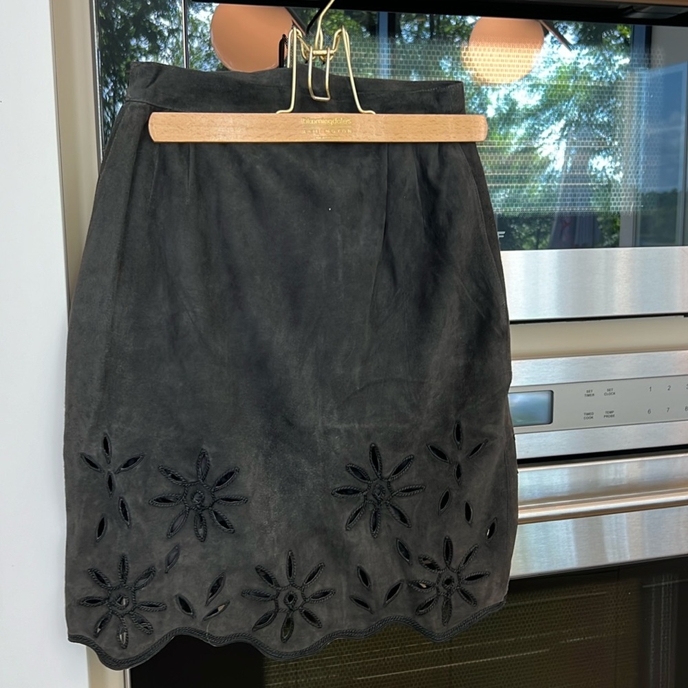 Very soft dark grey suede skirt